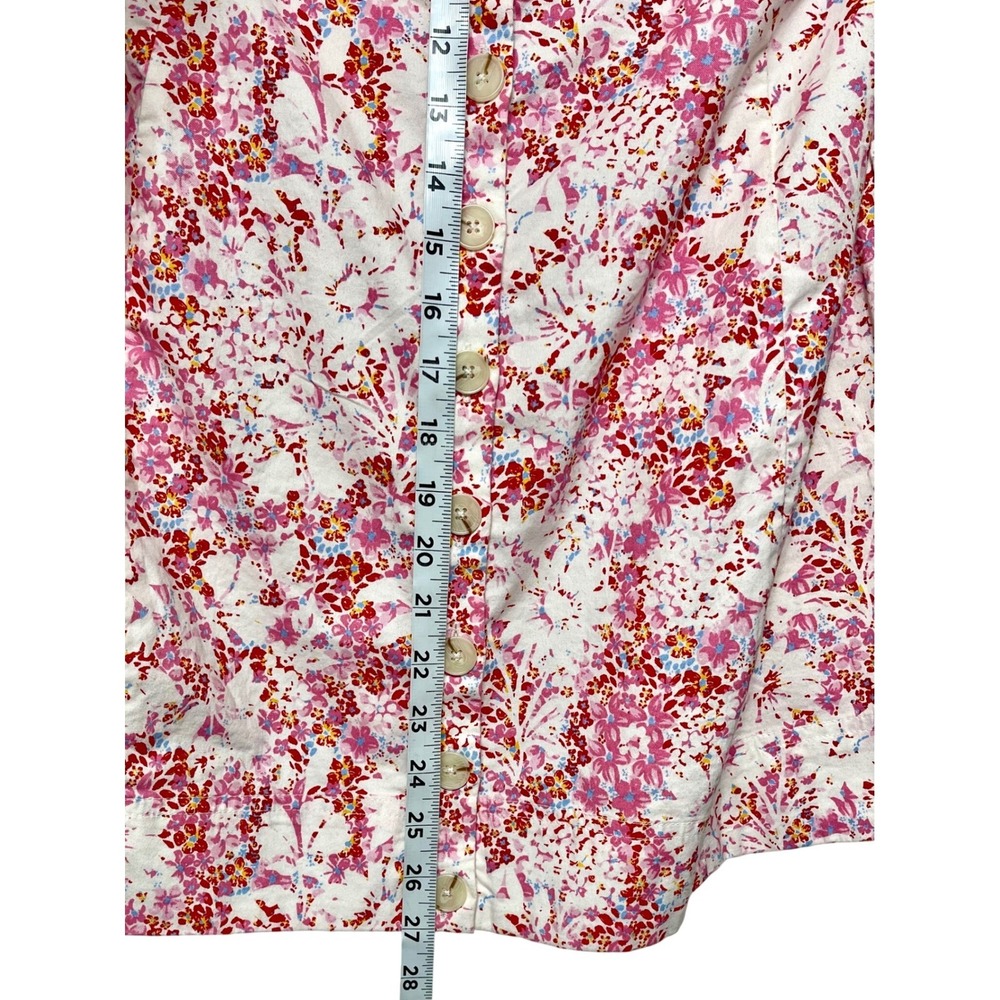 New Free People Strapless Floral Button Front Mini Dress Pink Red XL - Picture 6 of 14